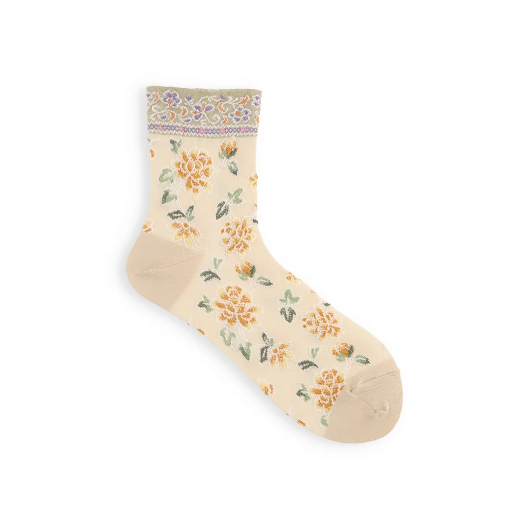 011132358 Float Oriental Flower Low Crew Socks - Image 12
