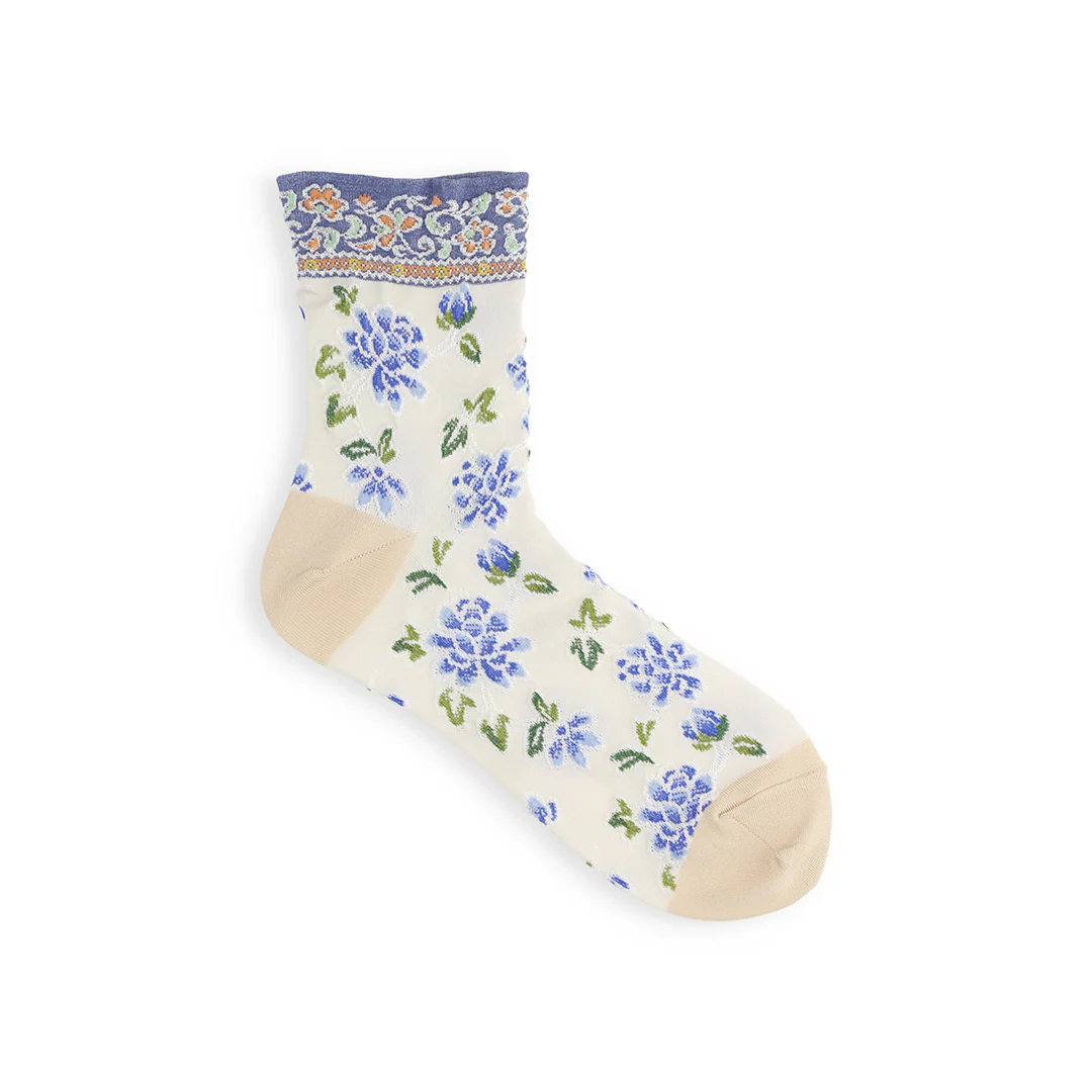 011132358 Float Oriental Flower Low Crew Socks - Image 7