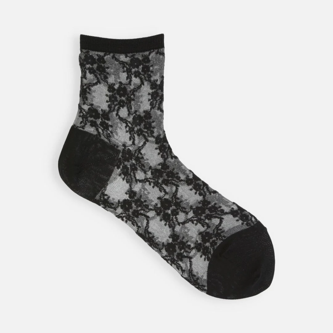 011132969 Fantasy Floral Sheer Ankle Socks - Image 5