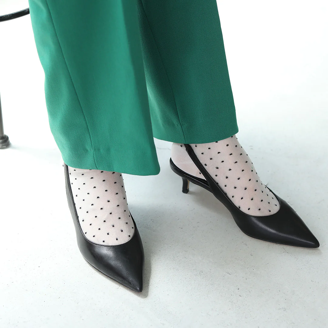 021131981 Sheer Fine Dots Low Crew Socks S - Image 15