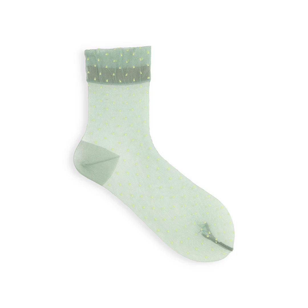 021131981 Sheer Fine Dots Low Crew Socks S - Image 20