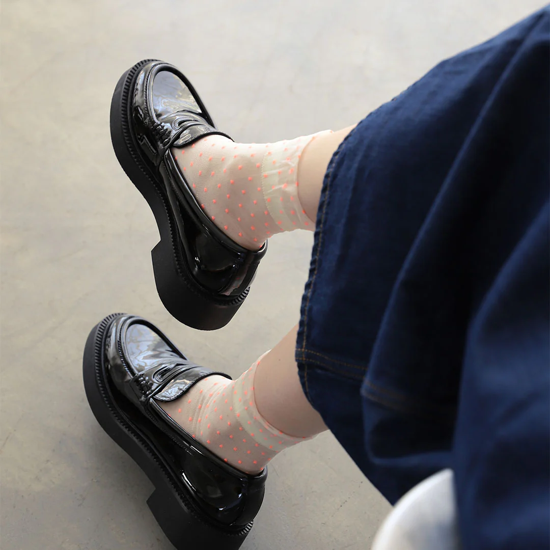 021131981 Sheer Fine Dots Low Crew Socks S - Image 23