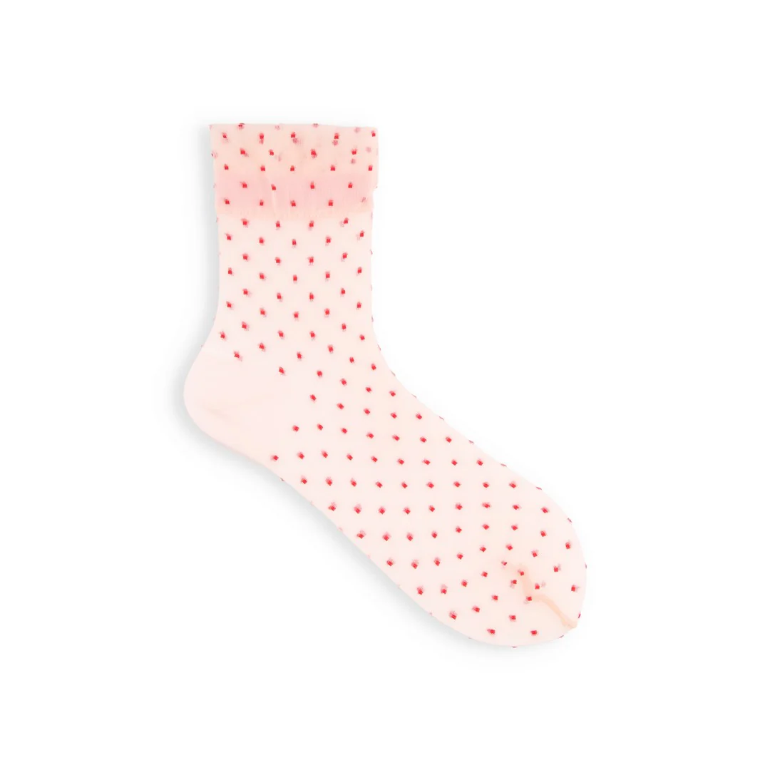 021131981 Sheer Fine Dots Low Crew Socks S - Image 32