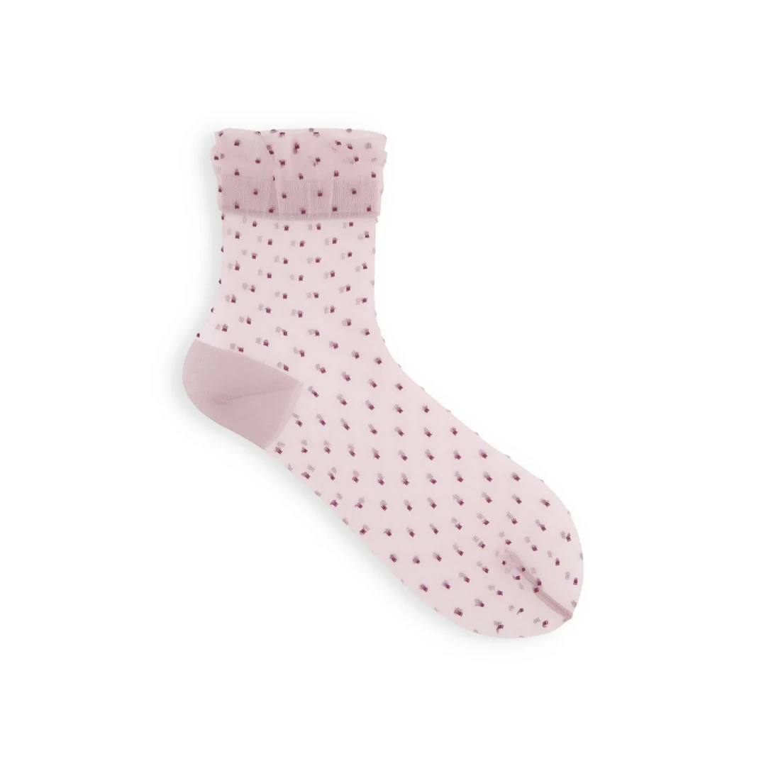 021131981 Sheer Fine Dots Low Crew Socks S - Image 4