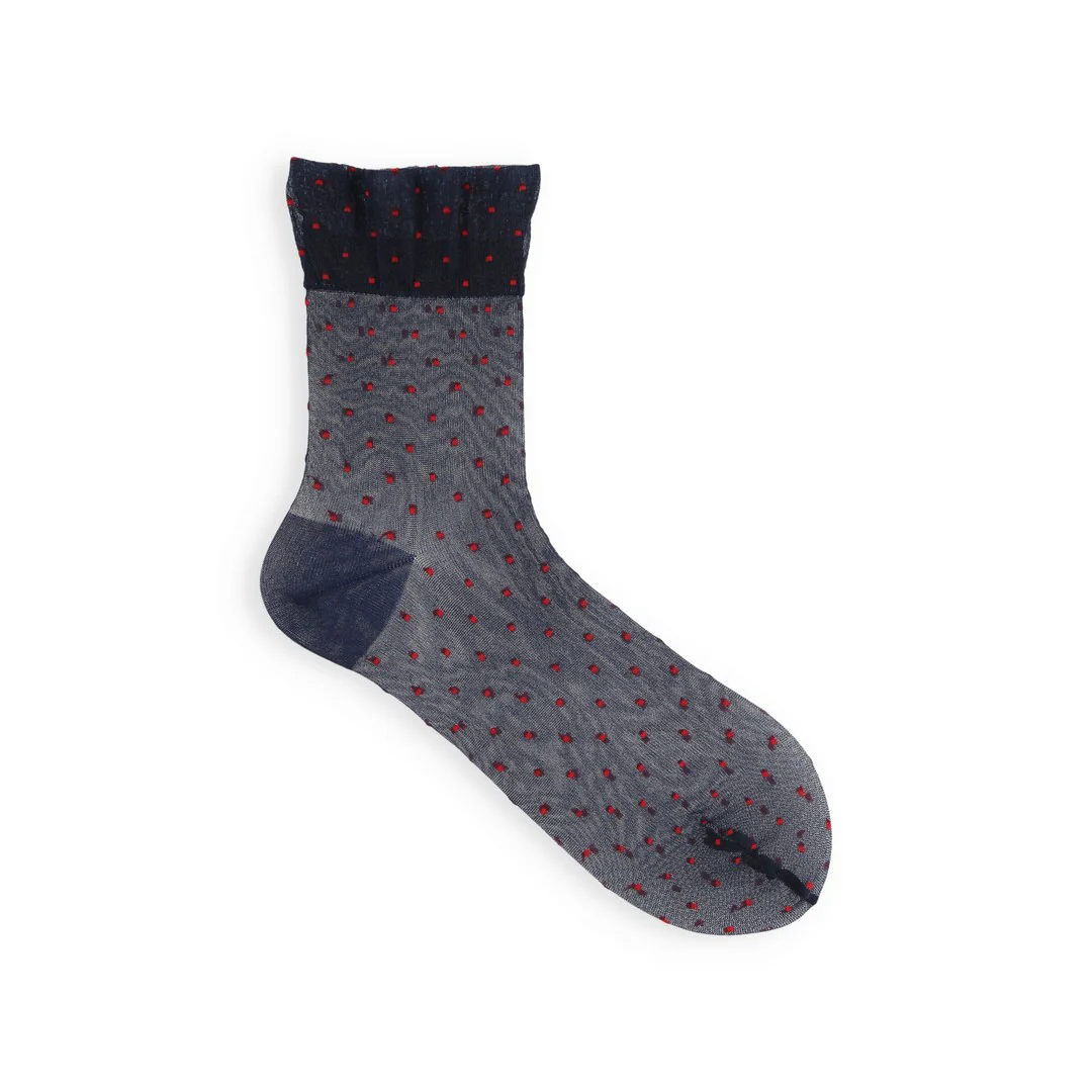 021131981 Sheer Fine Dots Low Crew Socks S - Image 6