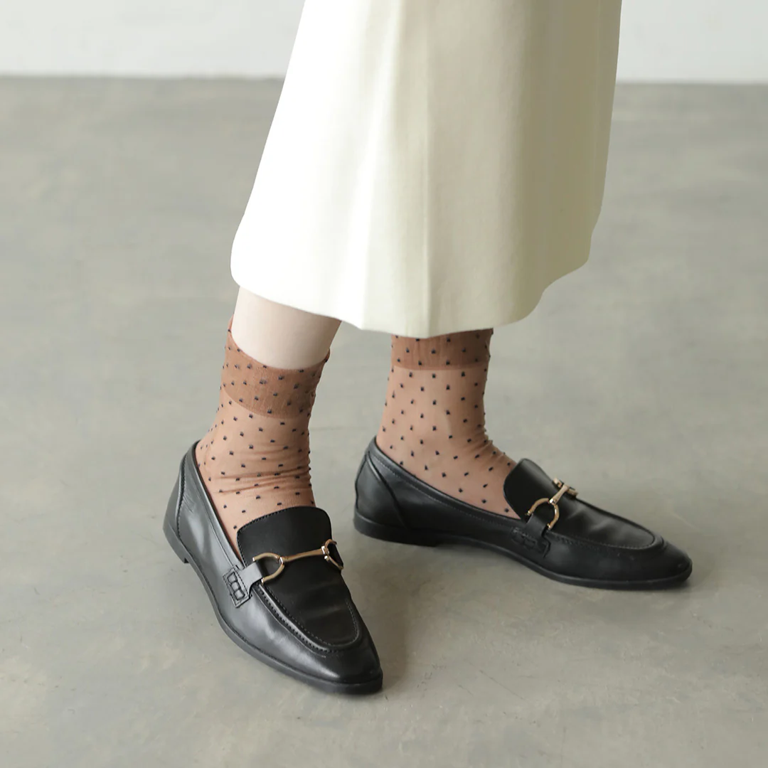 021131981 Sheer Fine Dots Low Crew Socks S - Image 9