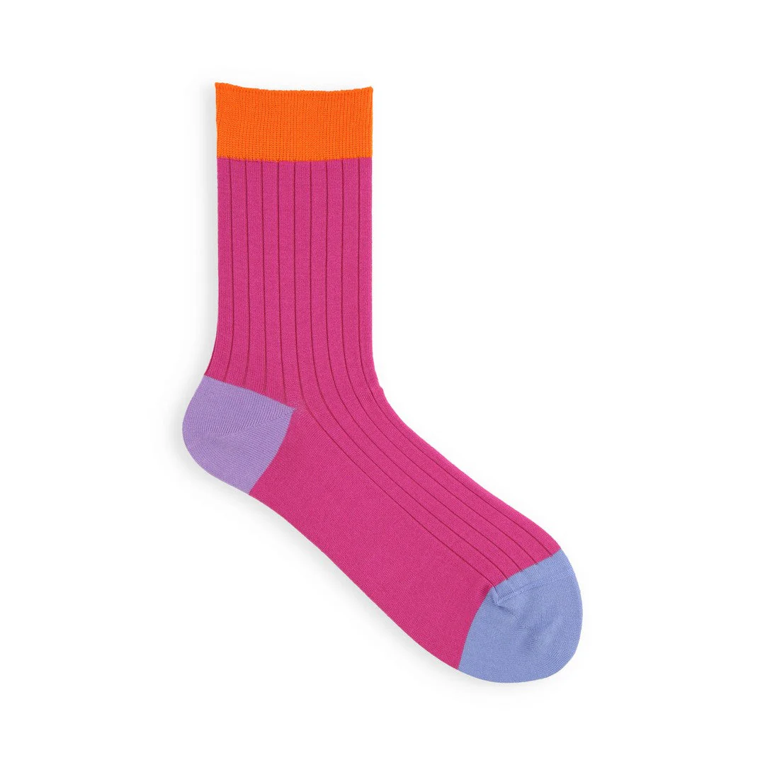 021132276 Coloured Top 8x2 Ribbed Low Crew Socks - Image 12