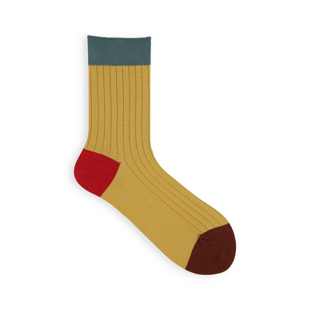 021132276 Coloured Top 8x2 Ribbed Low Crew Socks - Image 17