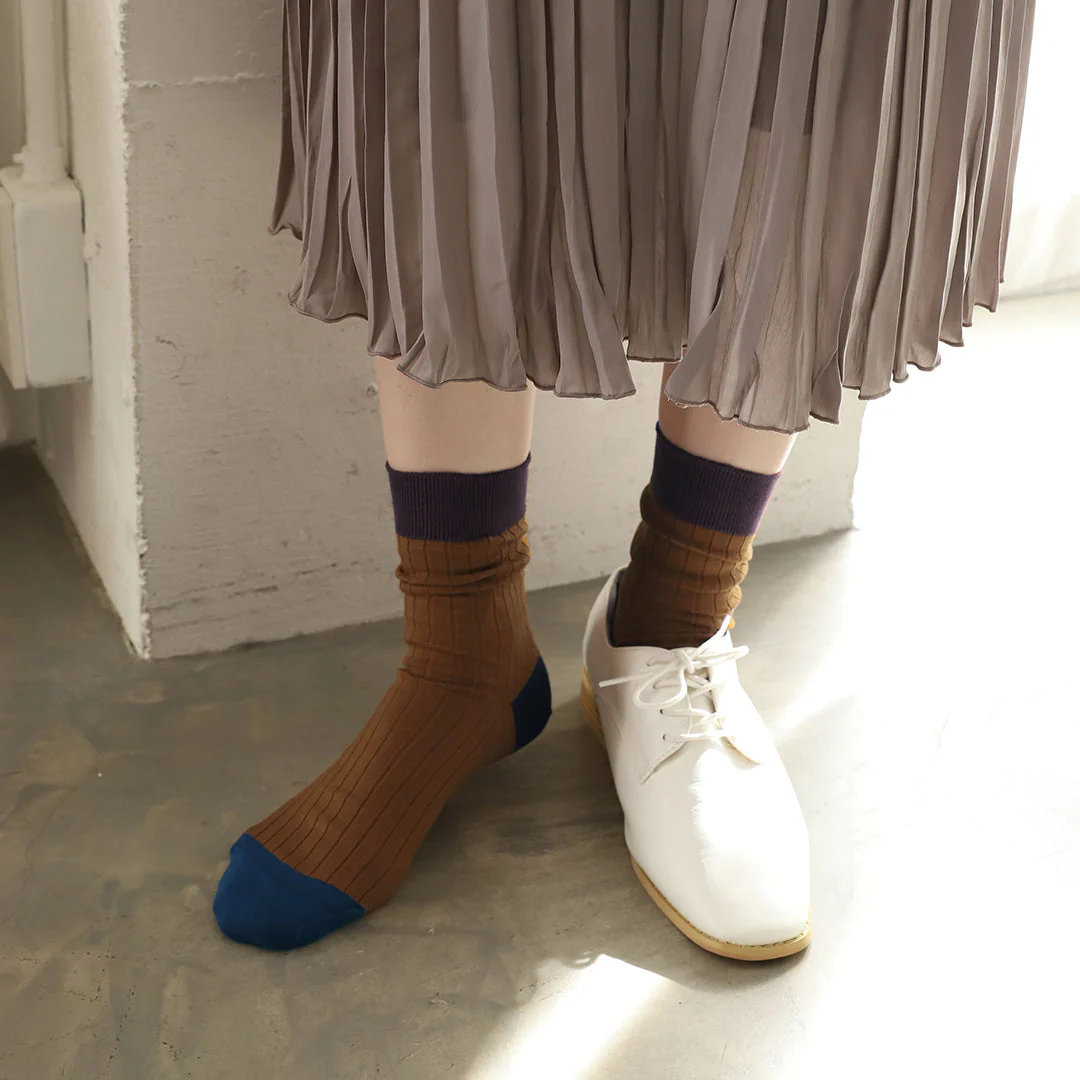 021132276 Coloured Top 8x2 Ribbed Low Crew Socks - Image 18