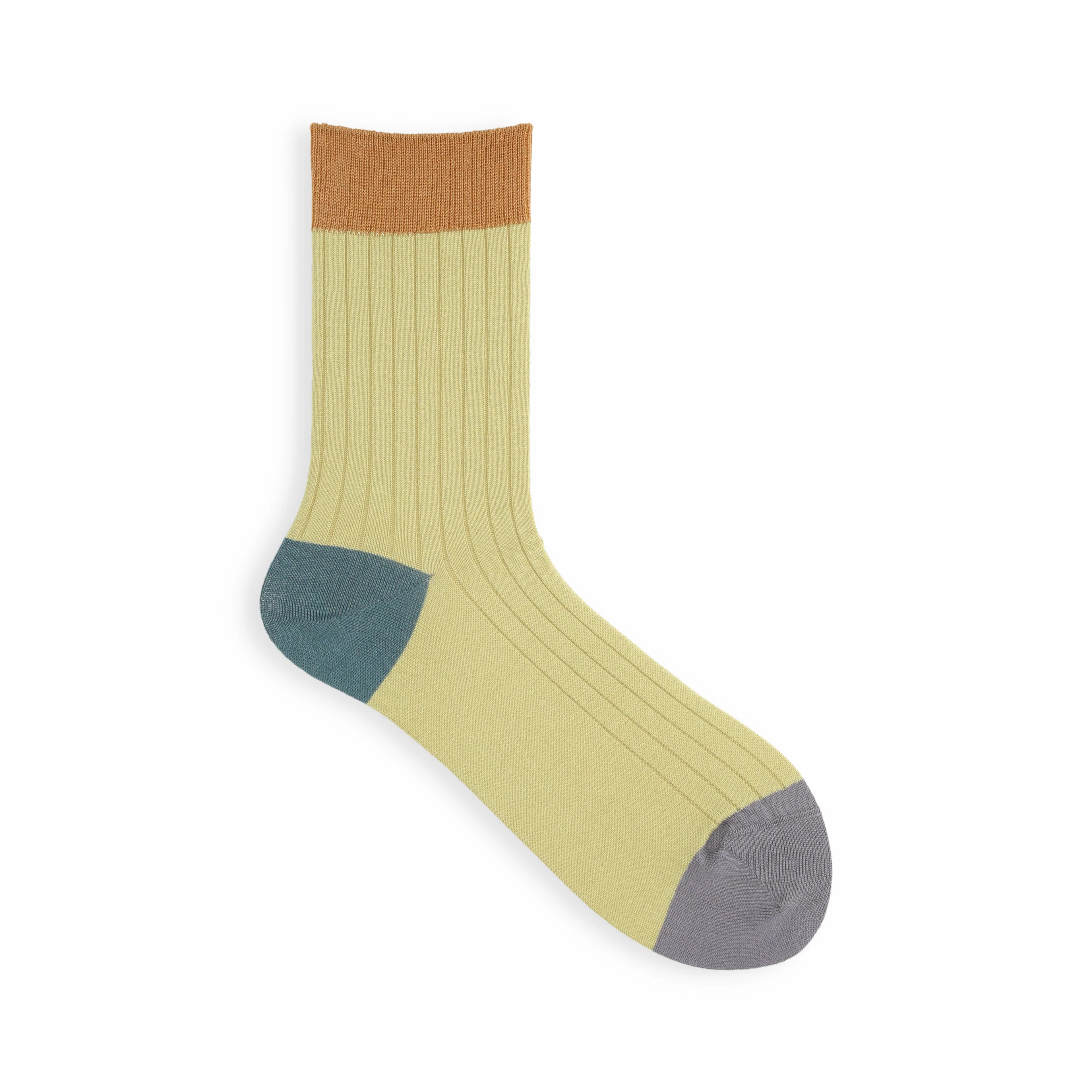 021132276 Coloured Top 8x2 Ribbed Low Crew Socks - Image 20