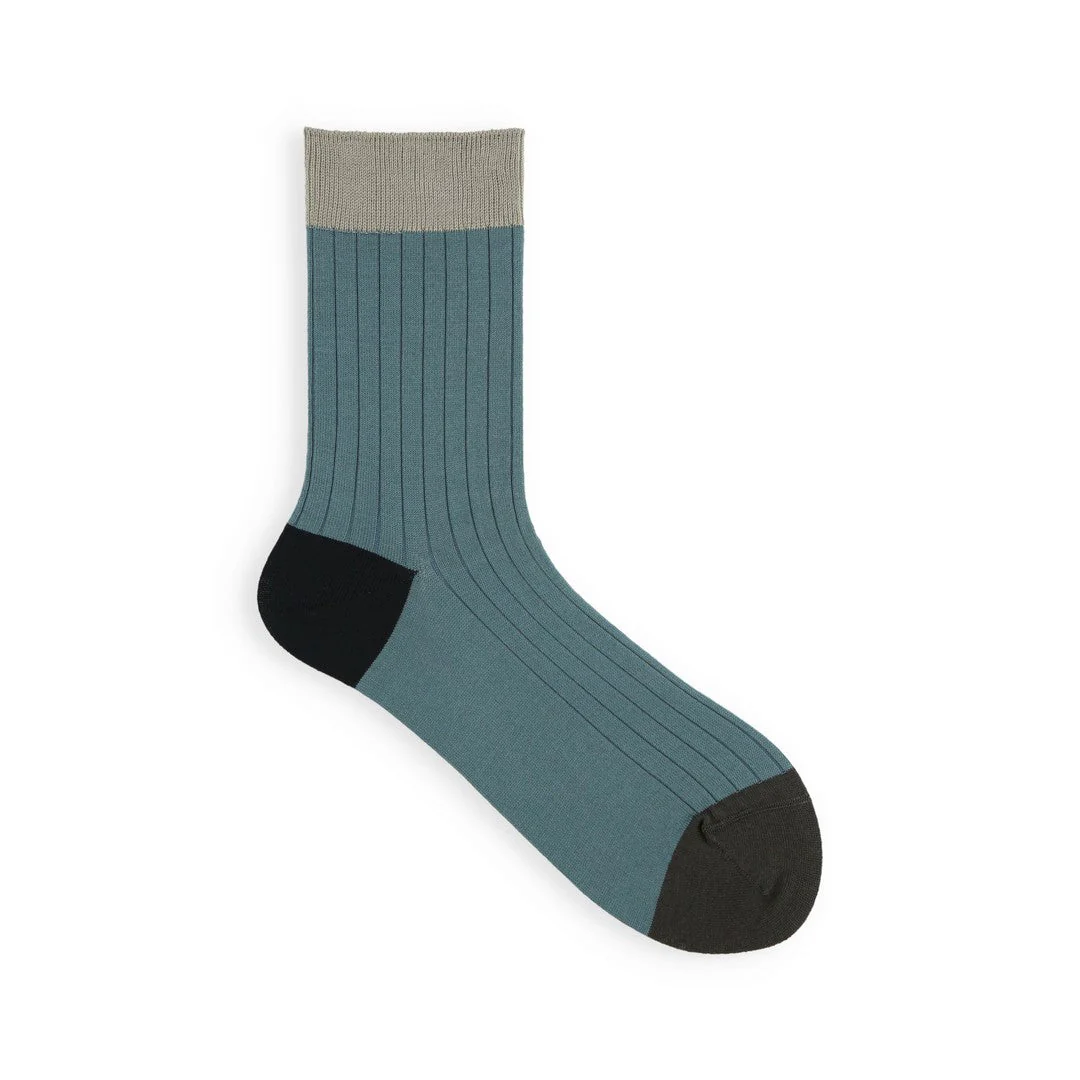 021132276 Coloured Top 8x2 Ribbed Low Crew Socks - Image 21