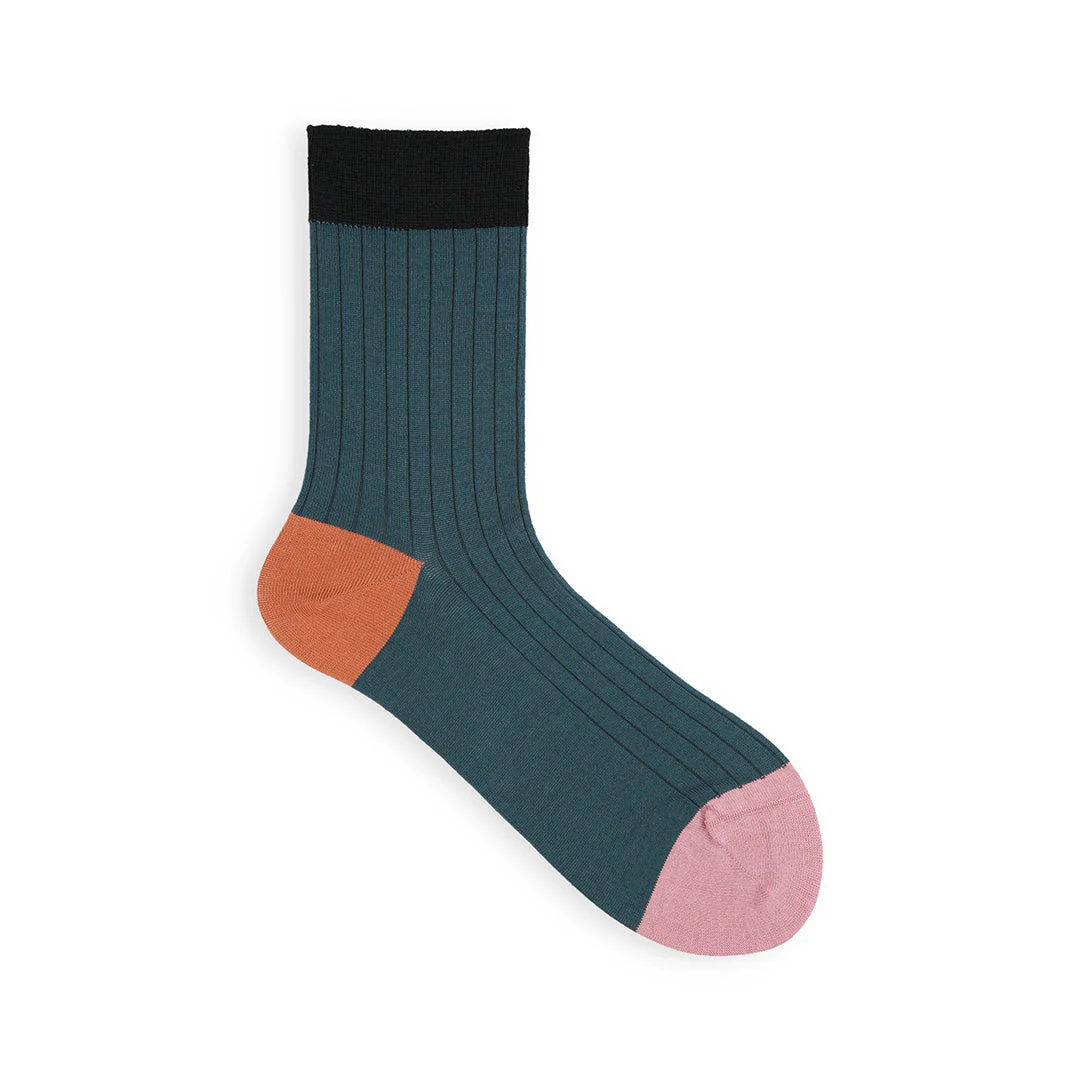 021132276 Coloured Top 8x2 Ribbed Low Crew Socks - Image 25