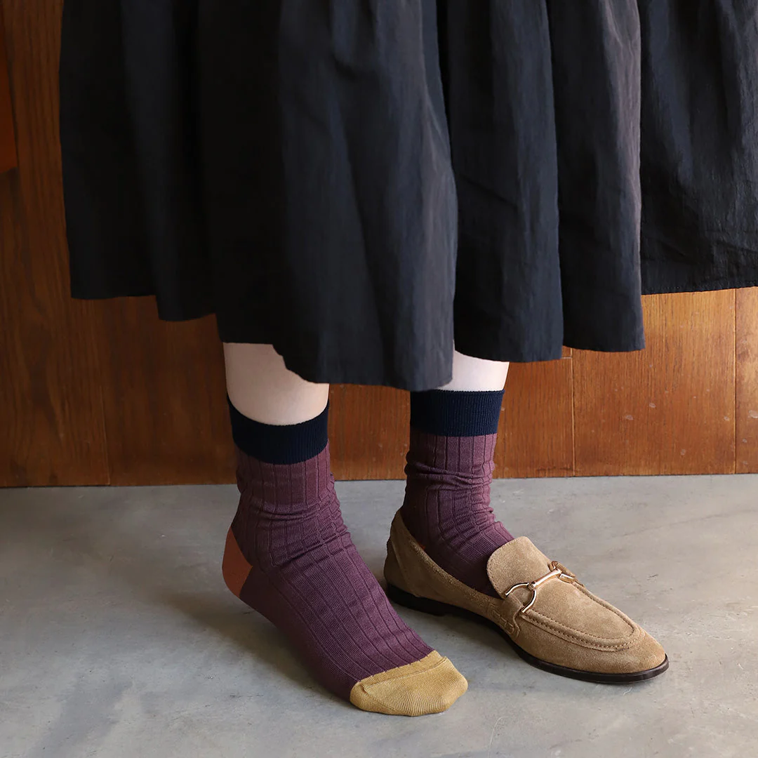 021132276 Coloured Top 8x2 Ribbed Low Crew Socks - Image 3