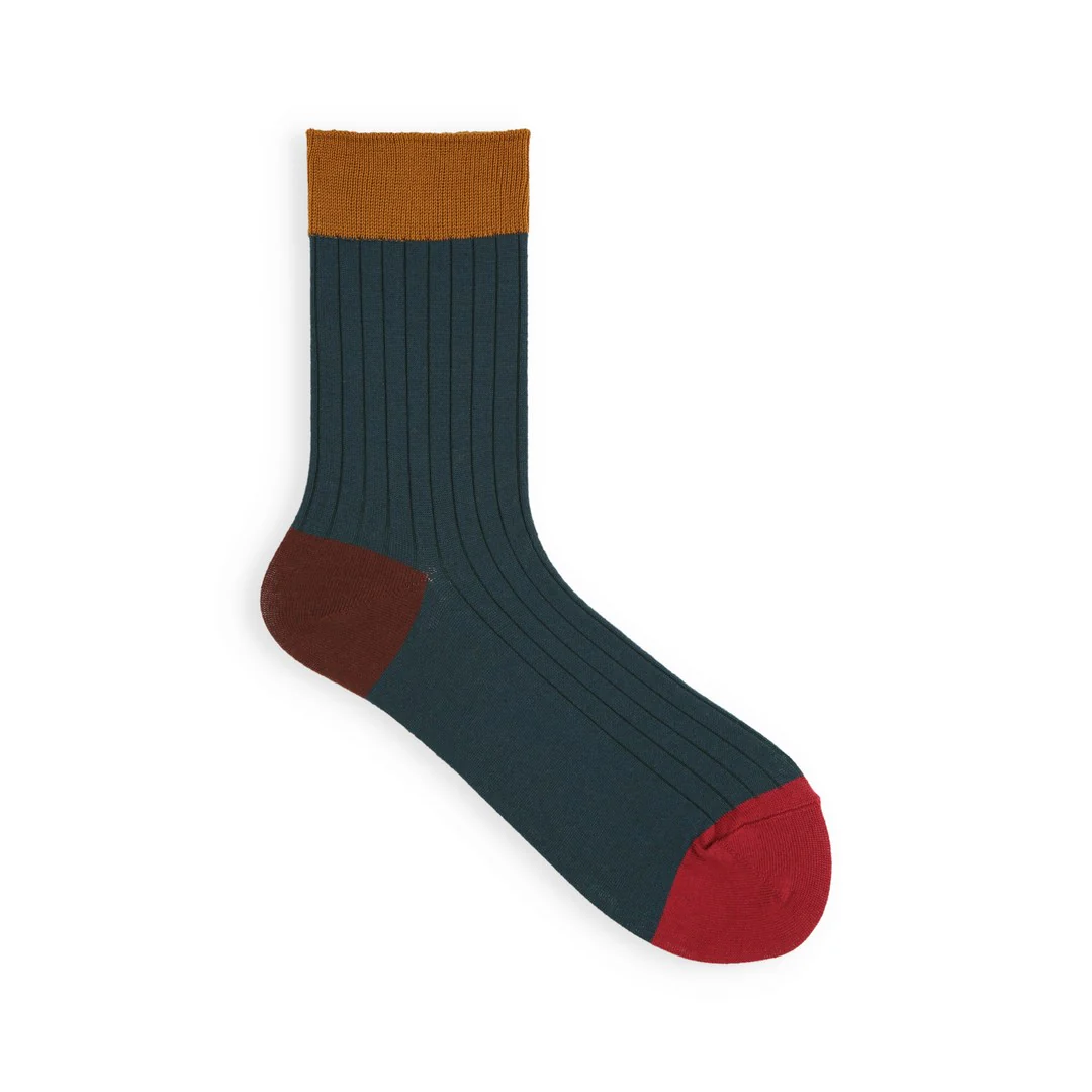 021132276 Coloured Top 8x2 Ribbed Low Crew Socks - Image 33