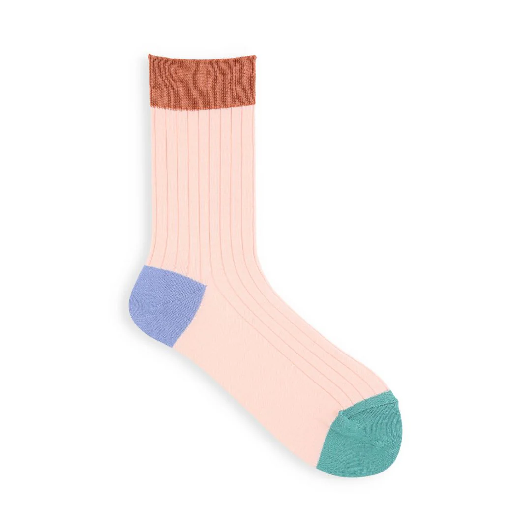 021132276 Coloured Top 8x2 Ribbed Low Crew Socks - Image 34