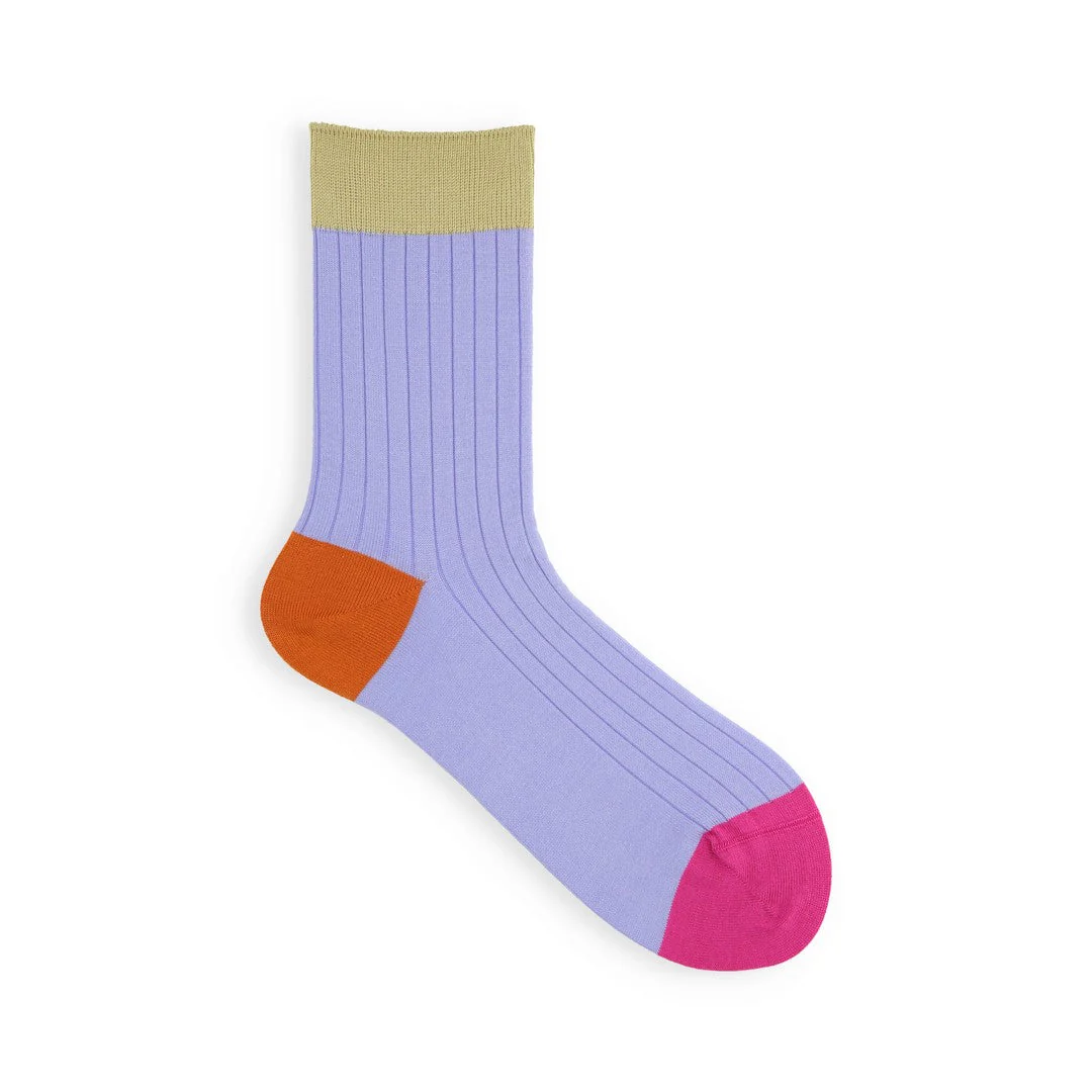 021132276 Coloured Top 8x2 Ribbed Low Crew Socks - Image 6