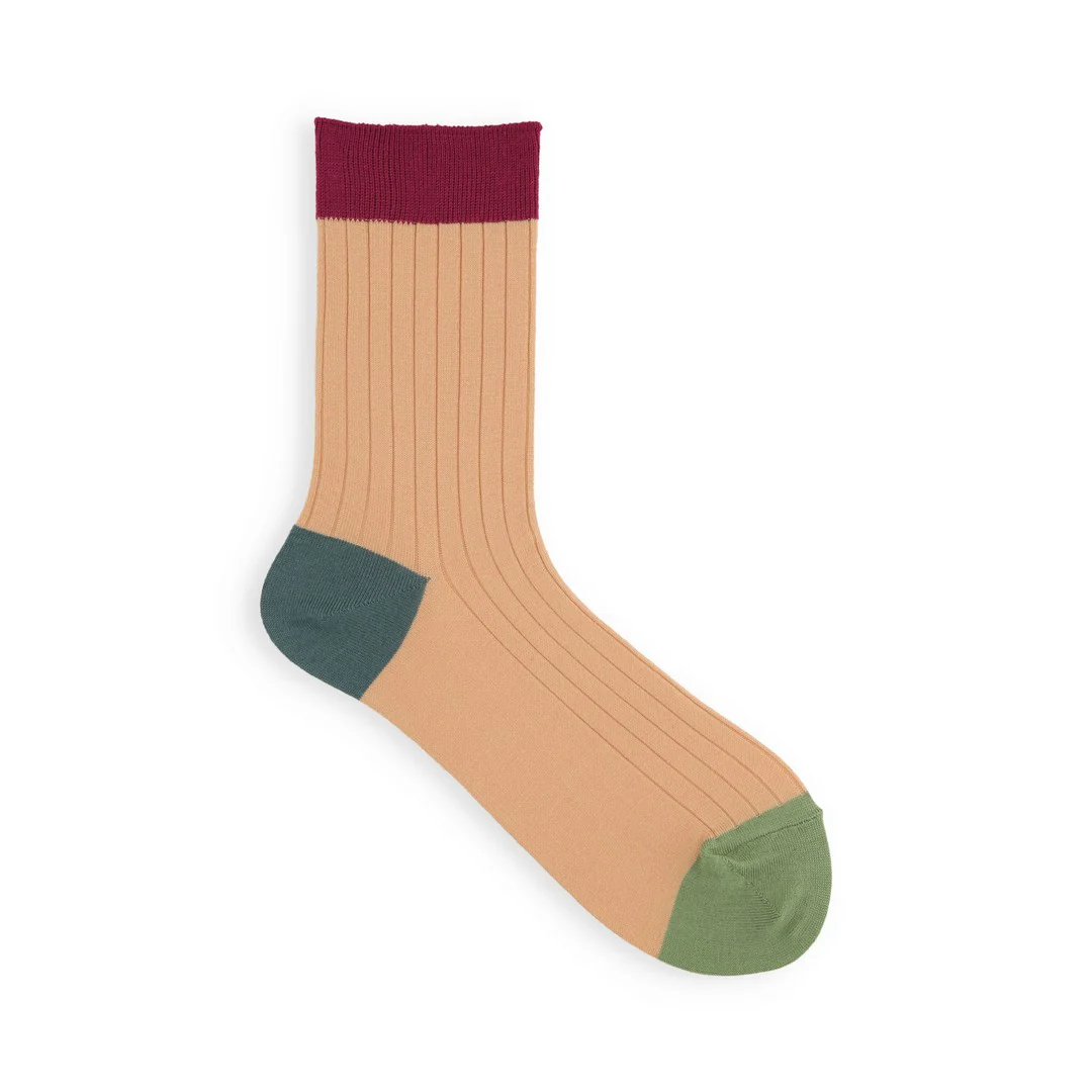 021132276 Coloured Top 8x2 Ribbed Low Crew Socks - Image 7
