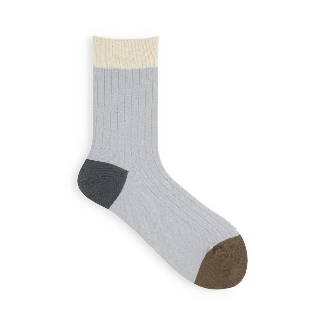 021132276 Coloured Top 8x2 Ribbed Low Crew Socks - Image 9