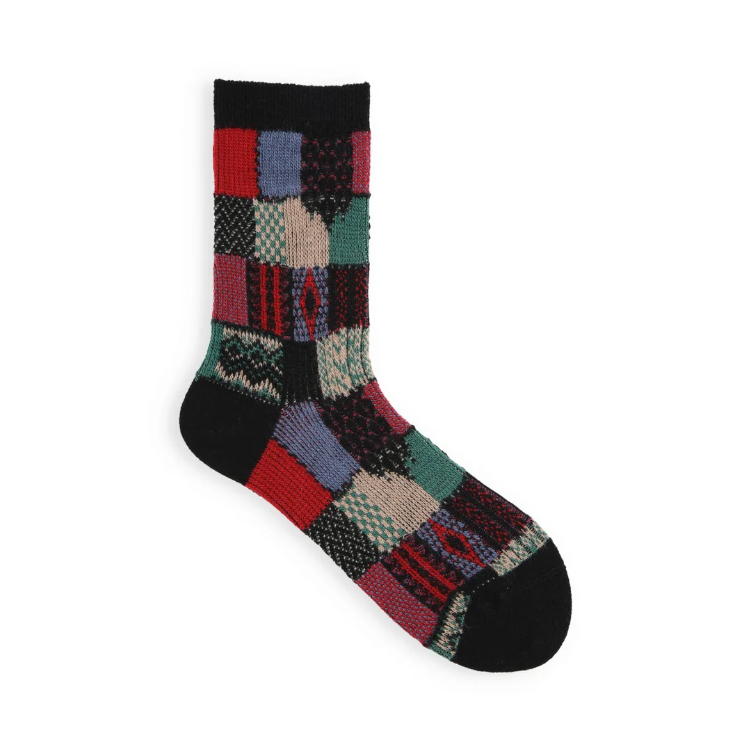 021140621 Wool Jacquard Patchwork Crew Socks - Image 10