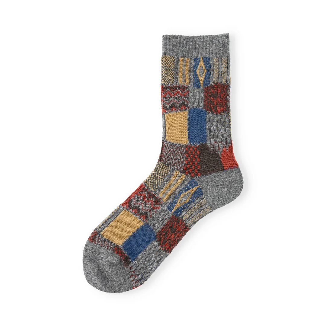 021140621 Wool Jacquard Patchwork Crew Socks - Image 13