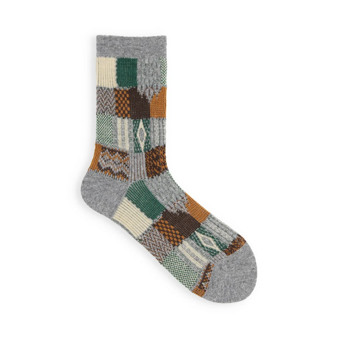 021140621 Wool Jacquard Patchwork Crew Socks - Image 15