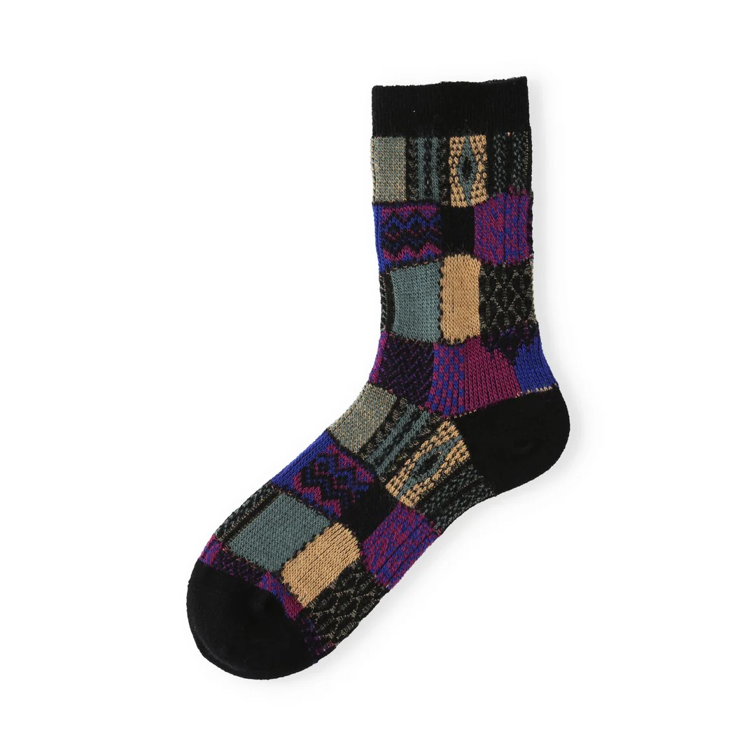 021140621 Wool Jacquard Patchwork Crew Socks - Image 16