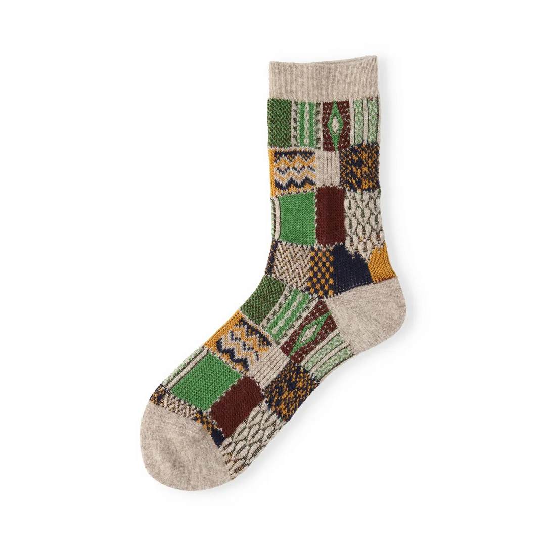 021140621 Wool Jacquard Patchwork Crew Socks - Image 18