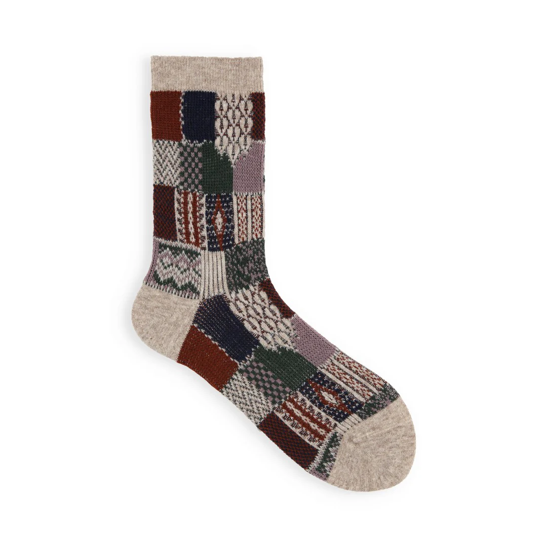 021140621 Wool Jacquard Patchwork Crew Socks - Image 19