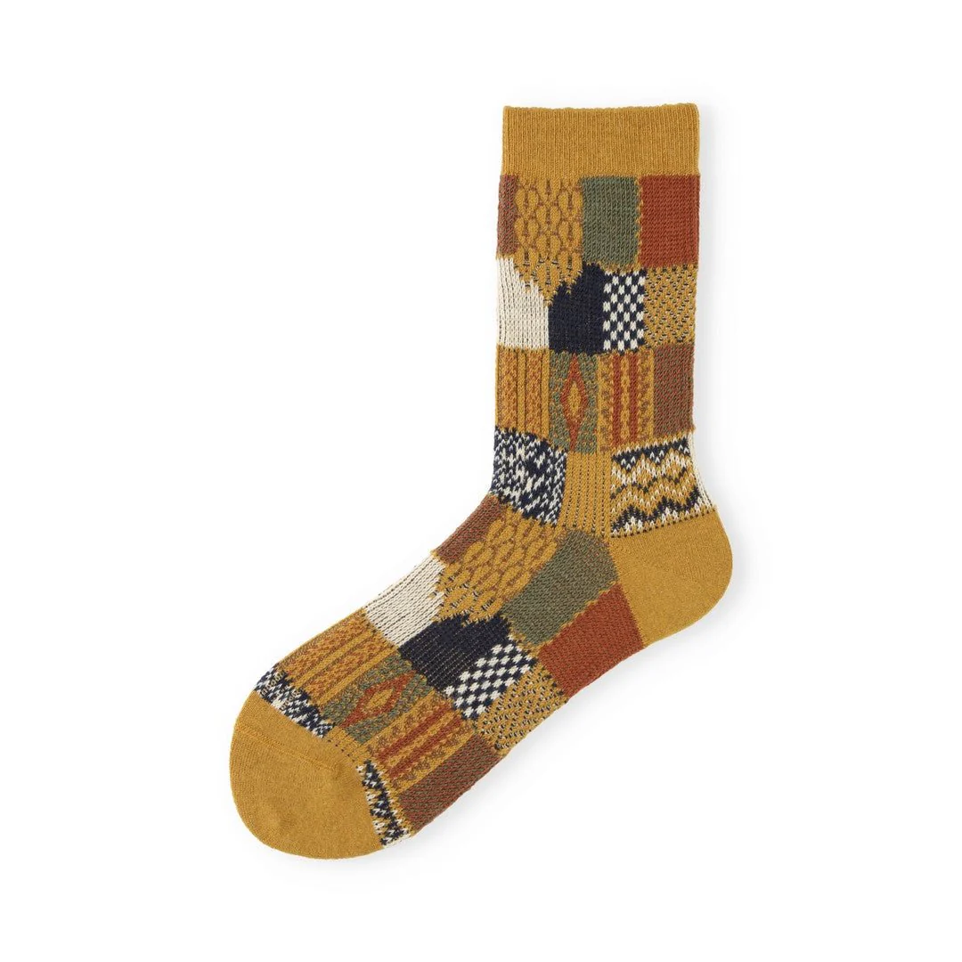 021140621 Wool Jacquard Patchwork Crew Socks - Image 20