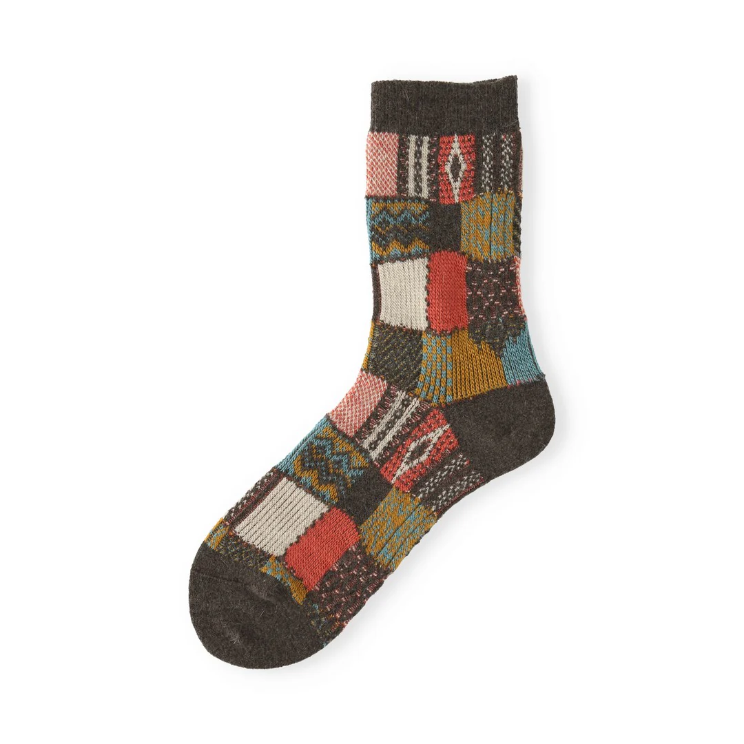 021140621 Wool Jacquard Patchwork Crew Socks - Image 21