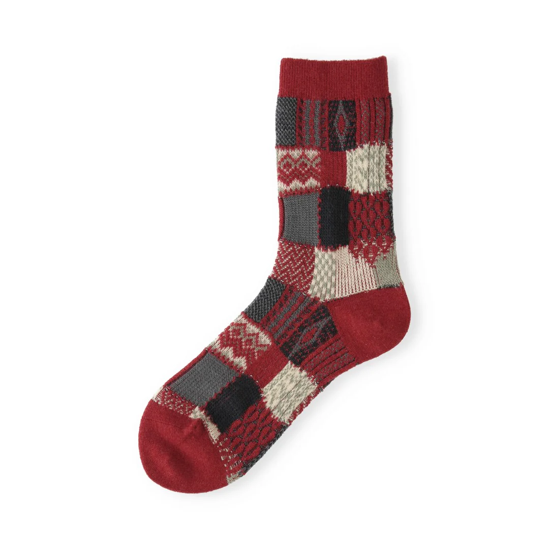 021140621 Wool Jacquard Patchwork Crew Socks - Image 22