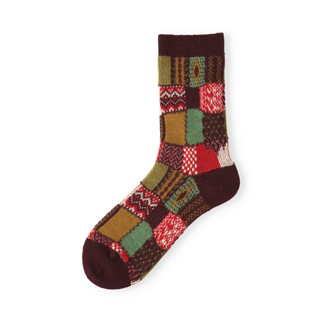 021140621 Wool Jacquard Patchwork Crew Socks - Image 23