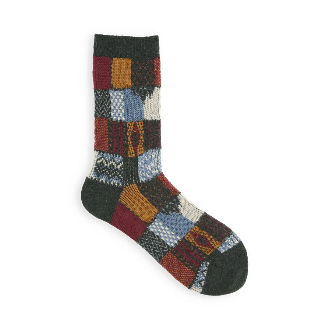 021140621 Wool Jacquard Patchwork Crew Socks - Image 25