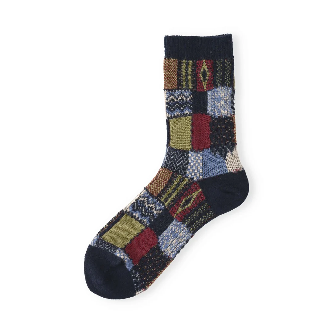 021140621 Wool Jacquard Patchwork Crew Socks - Image 26