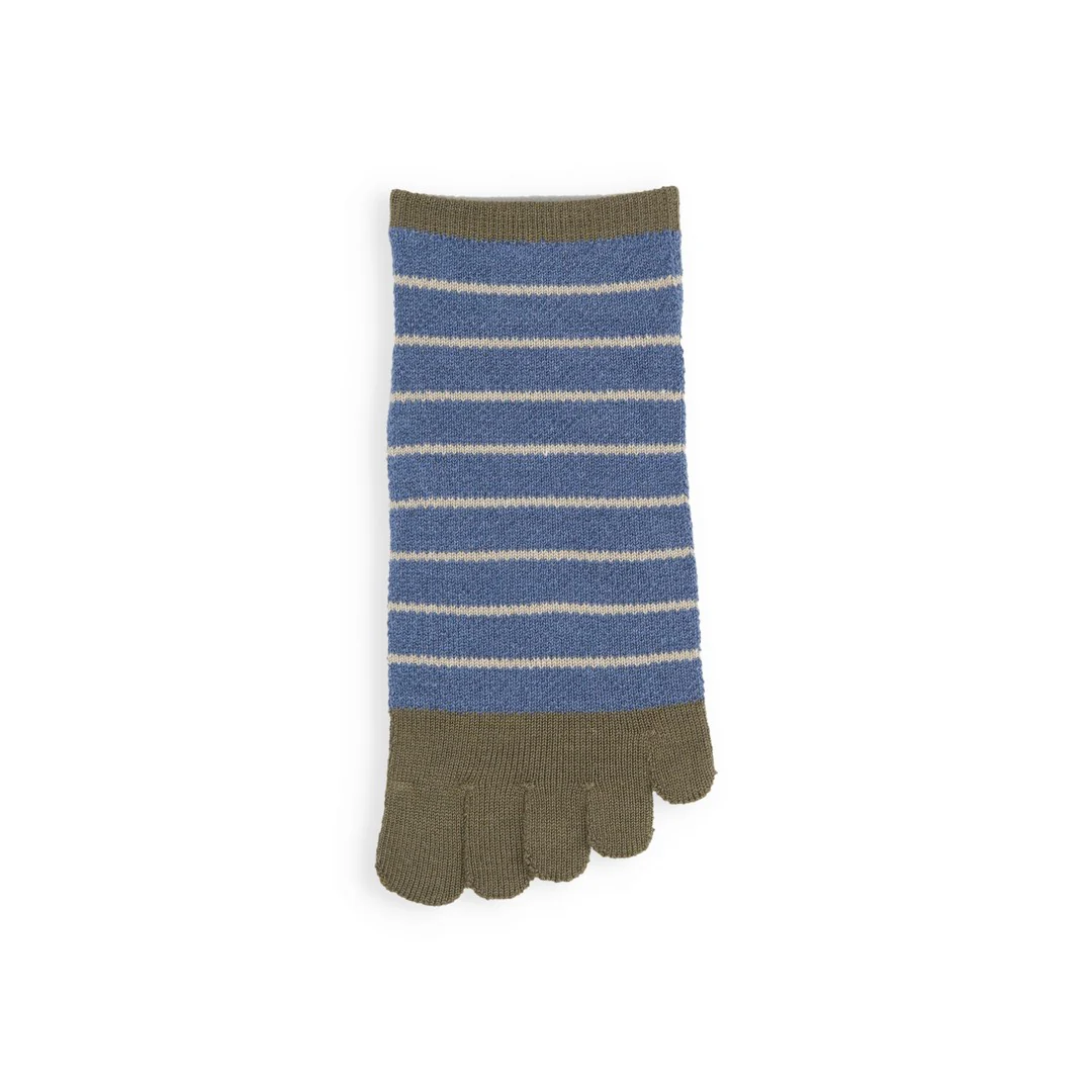 062120346 Mesh Fine Stripe Trainer Toe Socks M - Image 4