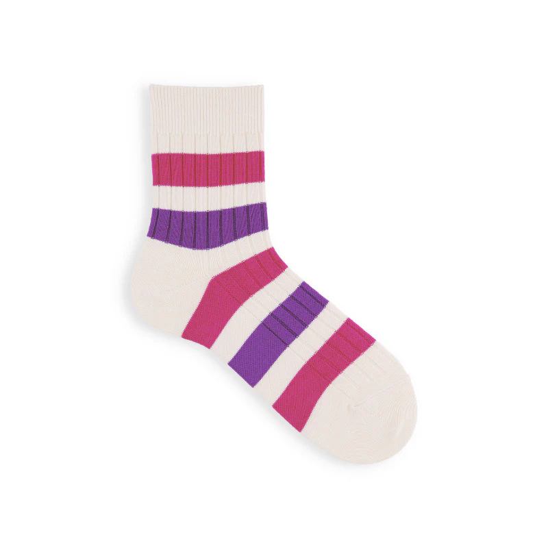 062130032 Wide Tricolour Stripes Short Socks - Image 3