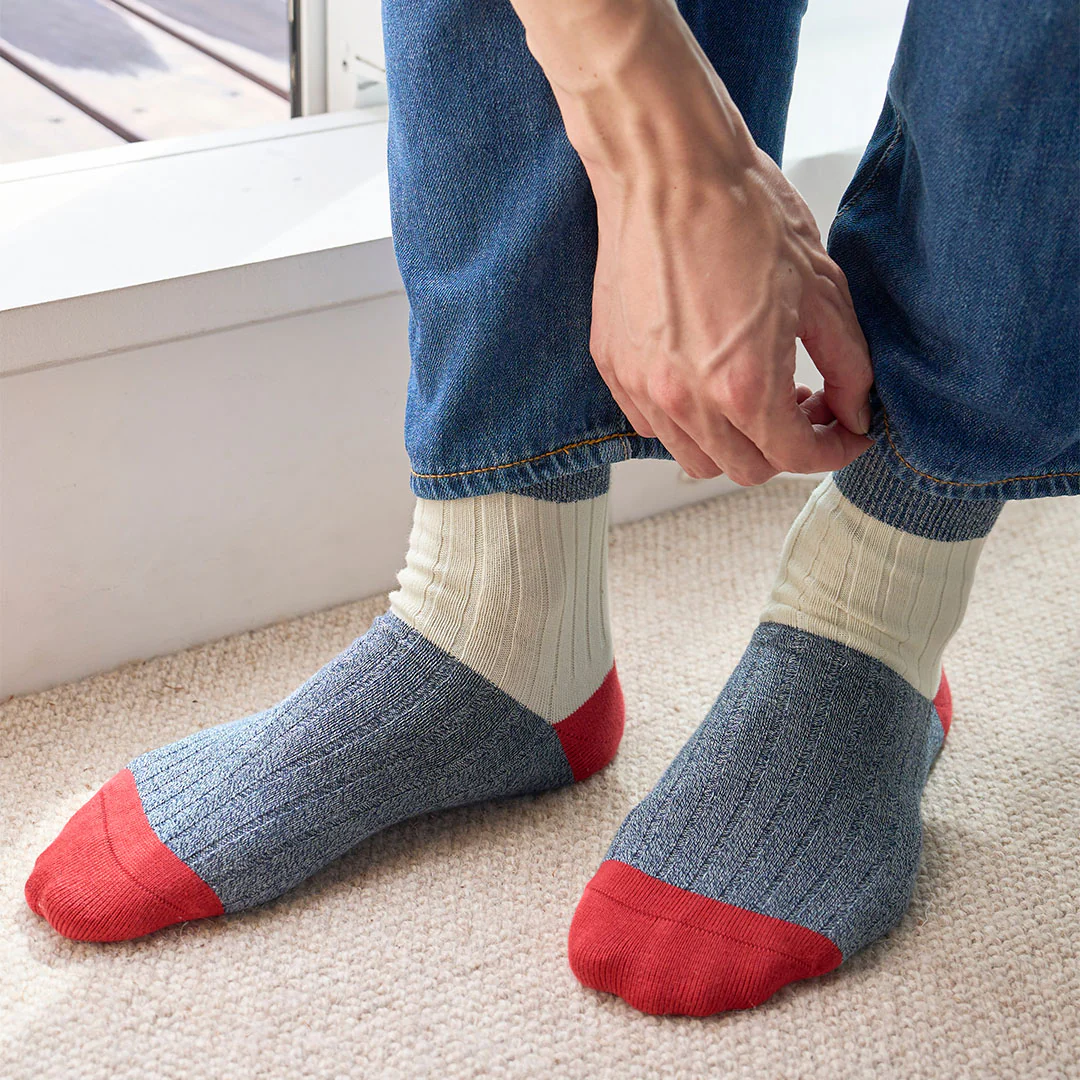 062131155 Bicolour Panel Rib Ankle Socks L - Image 3