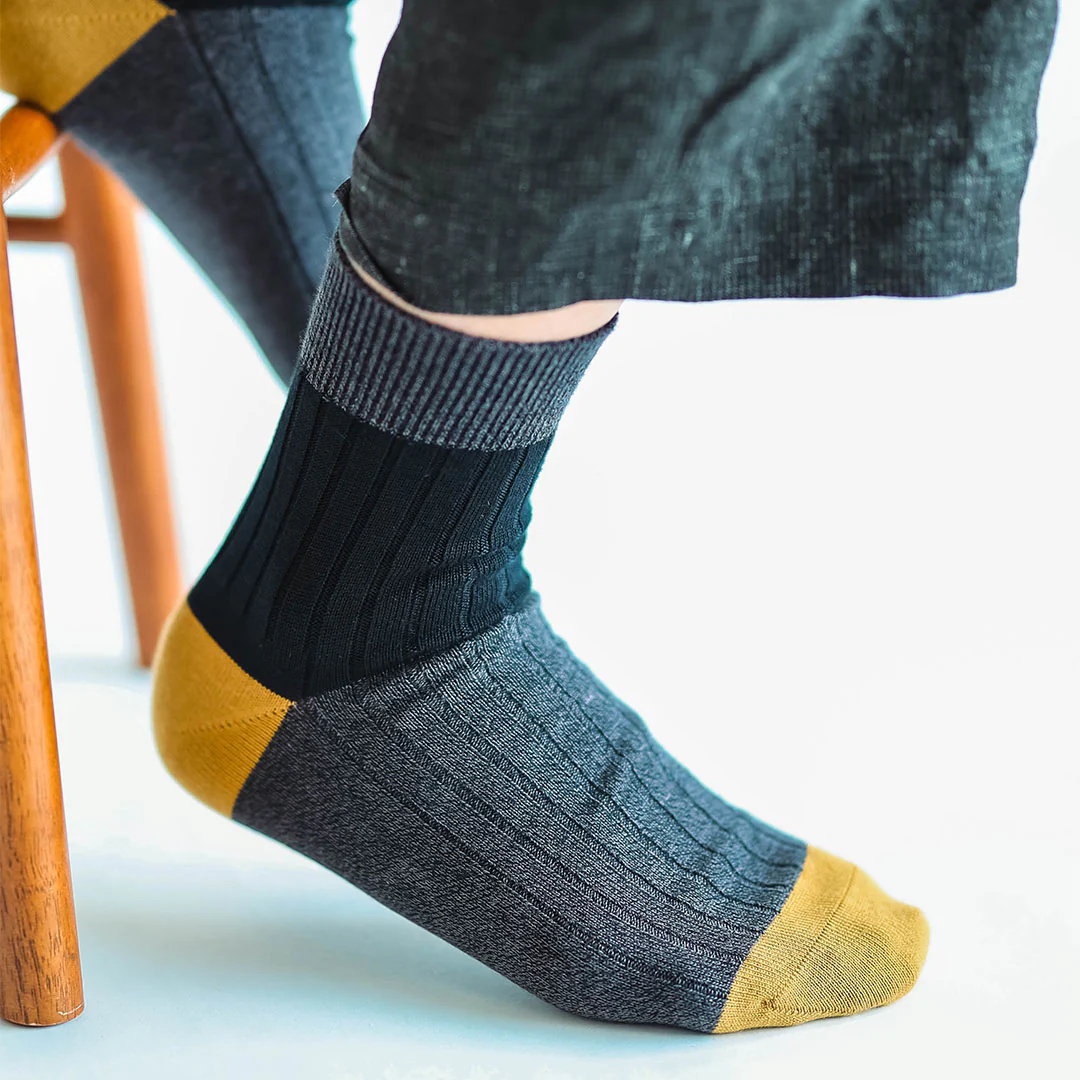 062131155 Bicolour Panel Rib Ankle Socks L - Image 4