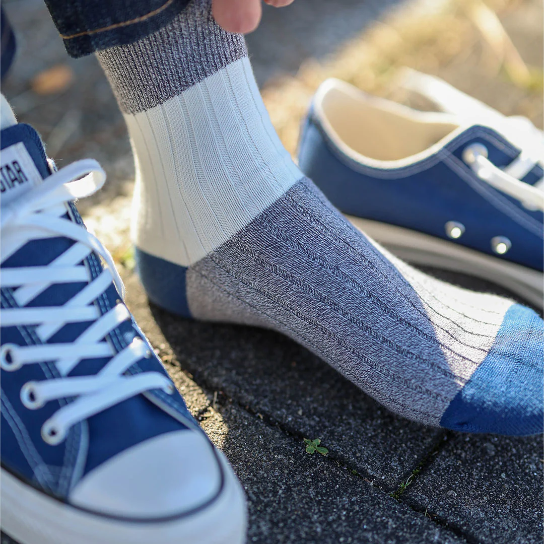 062131155 Bicolour Panel Rib Ankle Socks L - Image 5