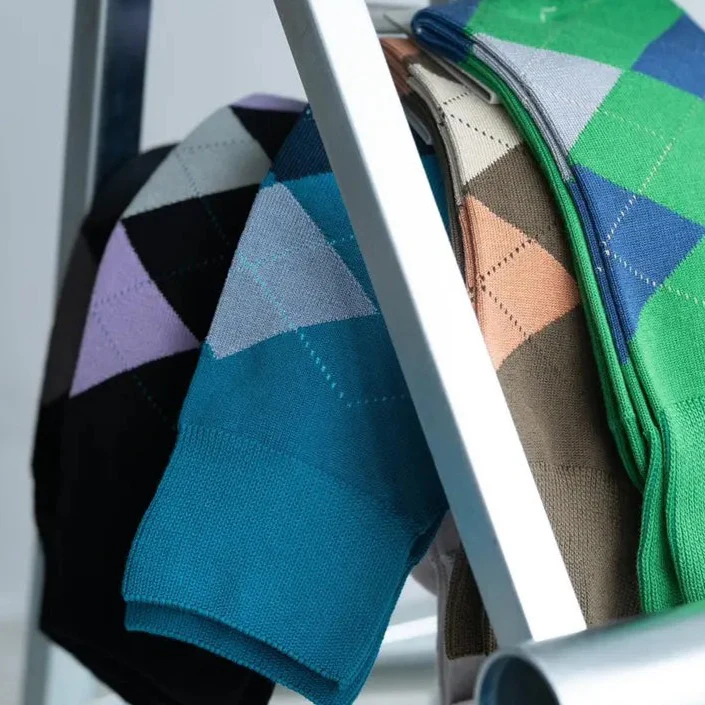 062140261 Argyle Pattern Mid-Calf Socks M - Image 10