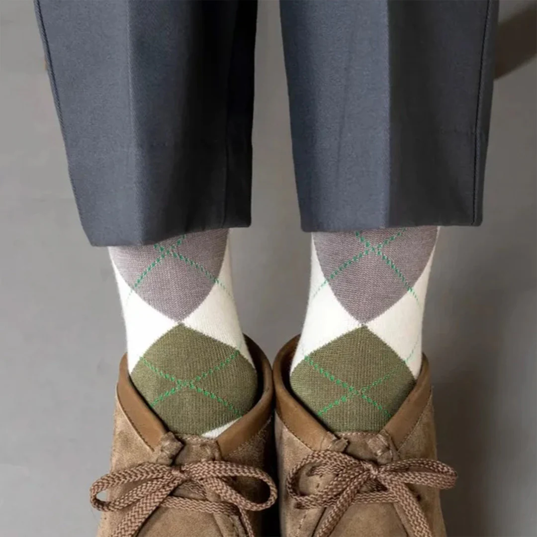 062140261 Argyle Pattern Mid-Calf Socks M - Image 4