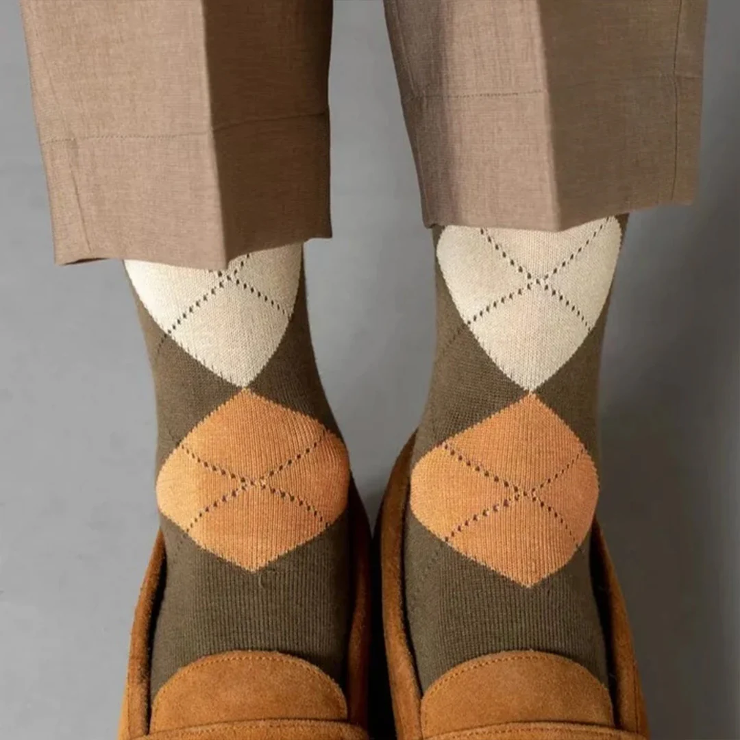 062140261 Argyle Pattern Mid-Calf Socks M - Image 5