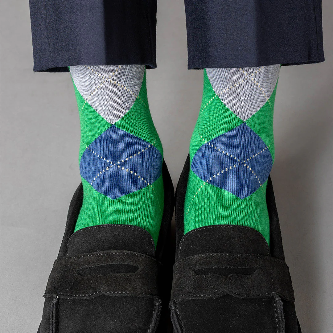 062140261 Argyle Pattern Mid-Calf Socks M - Image 8