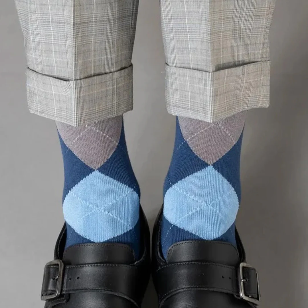 062140261 Argyle Pattern Mid-Calf Socks M - Image 9