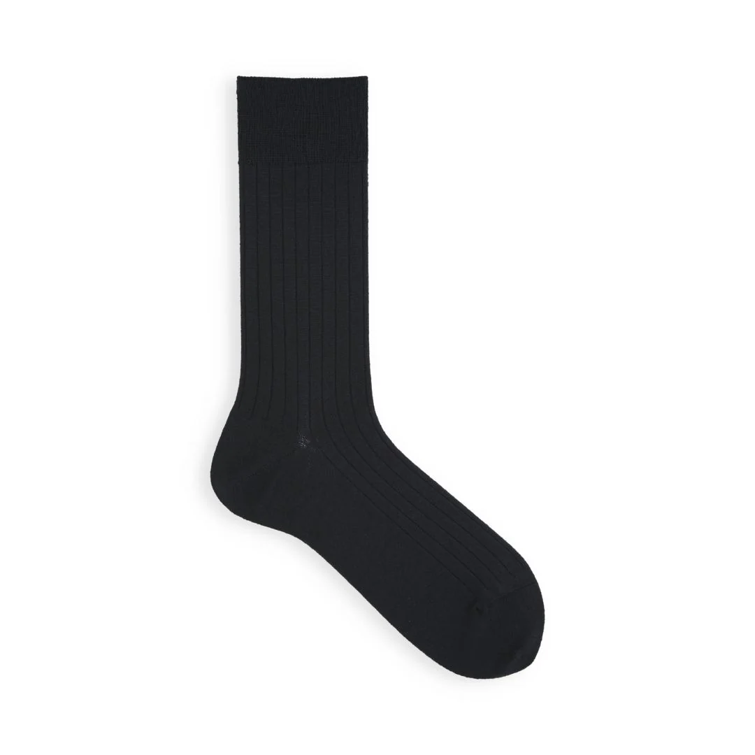 062142313 Super 120's Wool Ribbed Mid Calf Socks M - Image 13