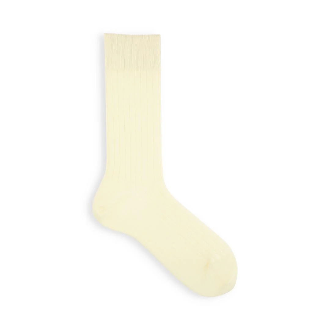 062142313 Super 120's Wool Ribbed Mid Calf Socks M - Image 3