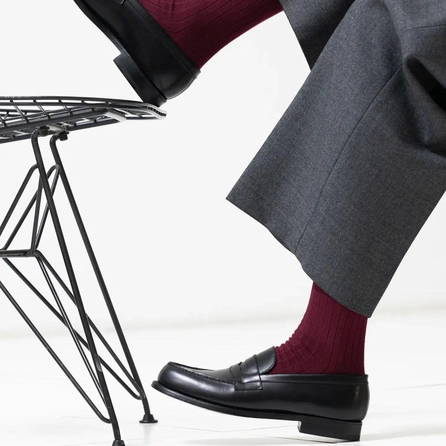 062142313 Super 120's Wool Ribbed Mid Calf Socks M - Image 7