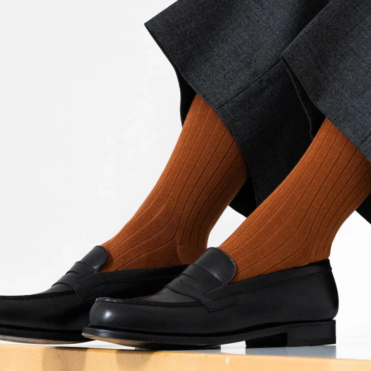 062142313 Super 120's Wool Ribbed Mid Calf Socks M - Image 9