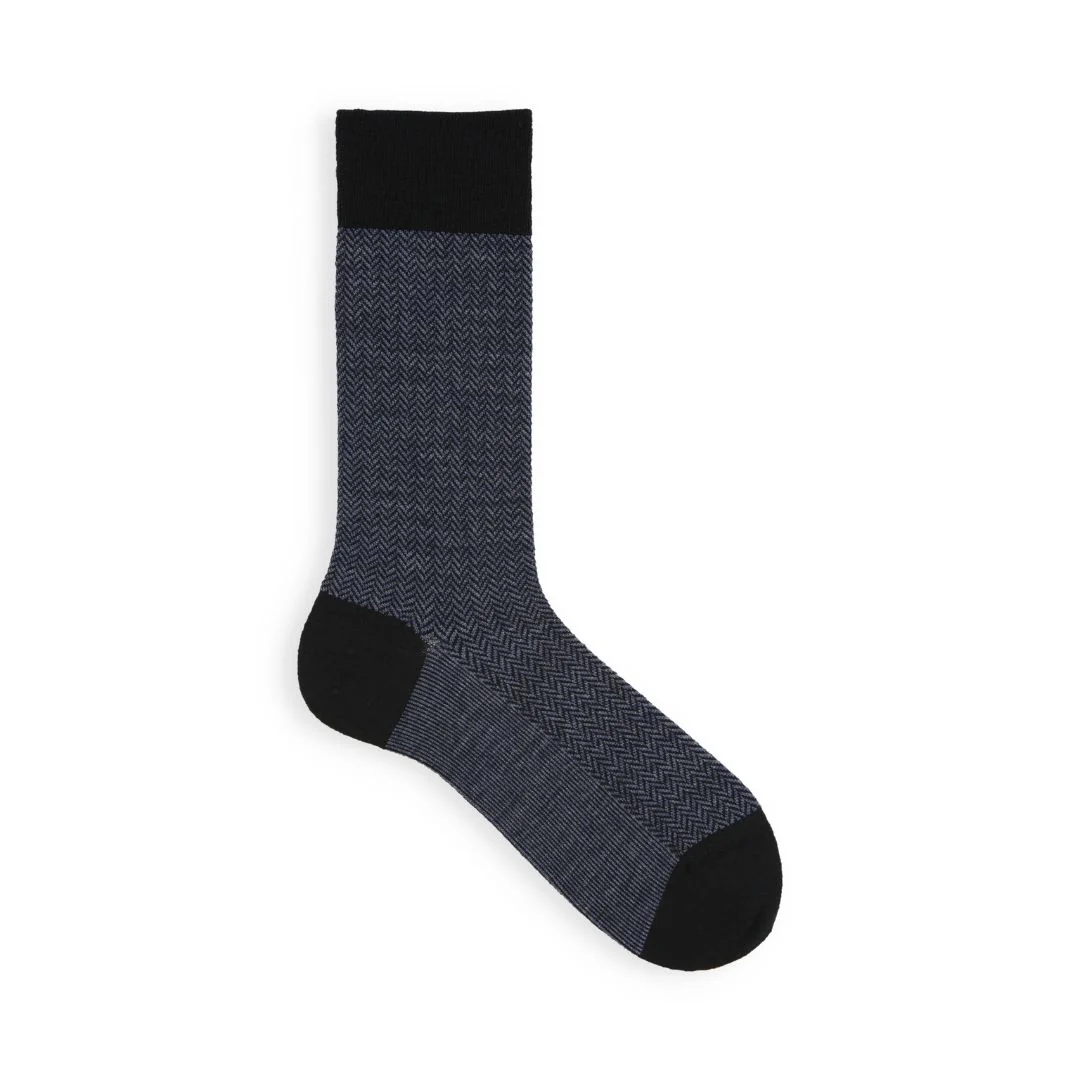 062142324 Merino Wool Herringbone Mid-Calf Socks L - Image 3